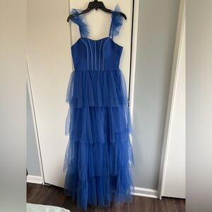Elegant Blue Tiered Tulle Dress